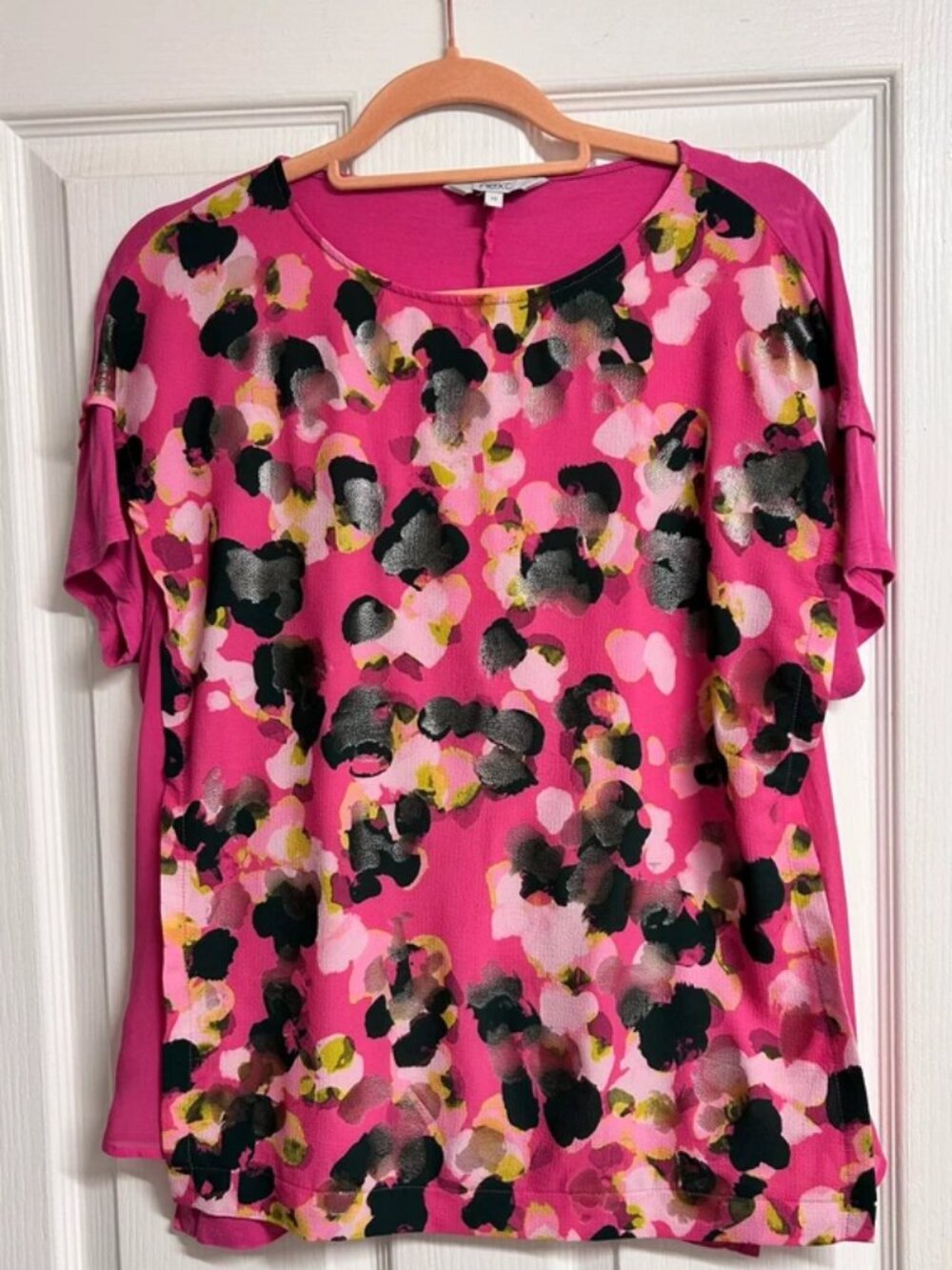 Pink Next Abstract Floral Short Sleeve Blouse Women - Picture 1 of 5
